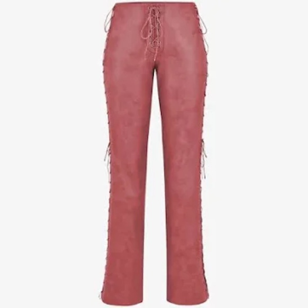 Drew Lace-Up Faux Leather Trousers - House of CB